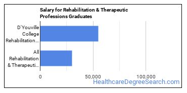 Median earnings by years after graduation for Rehabilitation Professions at D'Youville  University